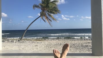 On the beach, beach towels