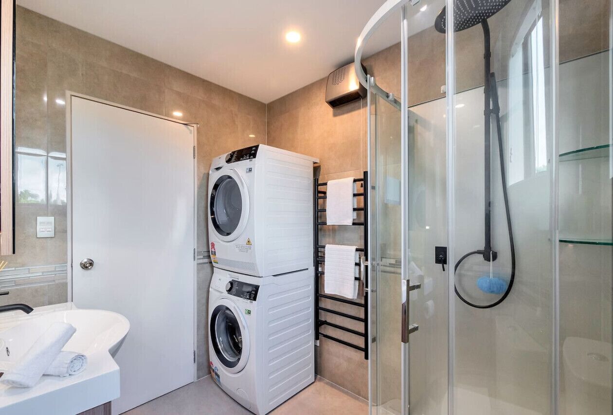 Hair dryer, towels