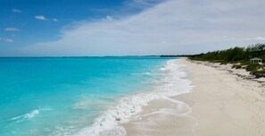 在海滩、沙滩椅