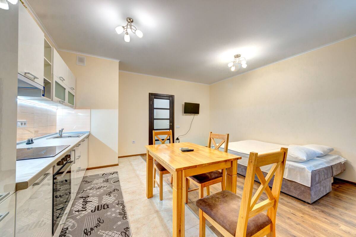 Desk, blackout curtains, soundproofing, iron/ironing board