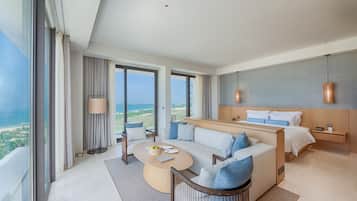 Corner Suite Double, Ocean View with Monogram Lounge Access | Minibar, in-room safe, desk, blackout drapes