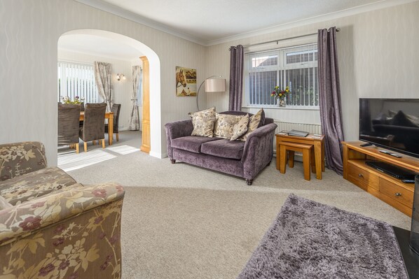 Televisión, chimenea, Netflix y reproductor de DVD 