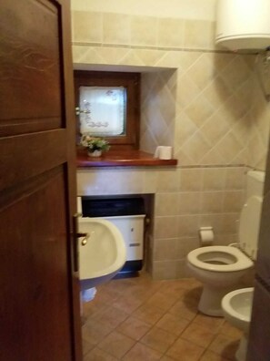 Shower, bidet, toilet paper
