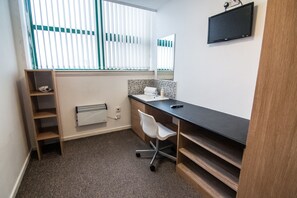 1 bedroom, desk, laptop workspace, iron/ironing board