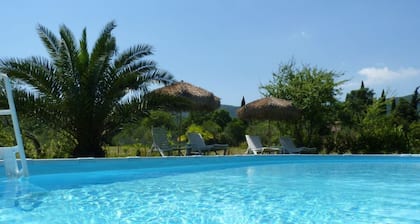 beau, antique petit Maison en pierre, avec piscine + jardin