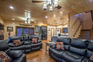 TV, fireplace, video games, DVD player - Smoky Mountain Views! Game Room, Theater, Hot Tub – Sleeps 10 (Gatlinburg)