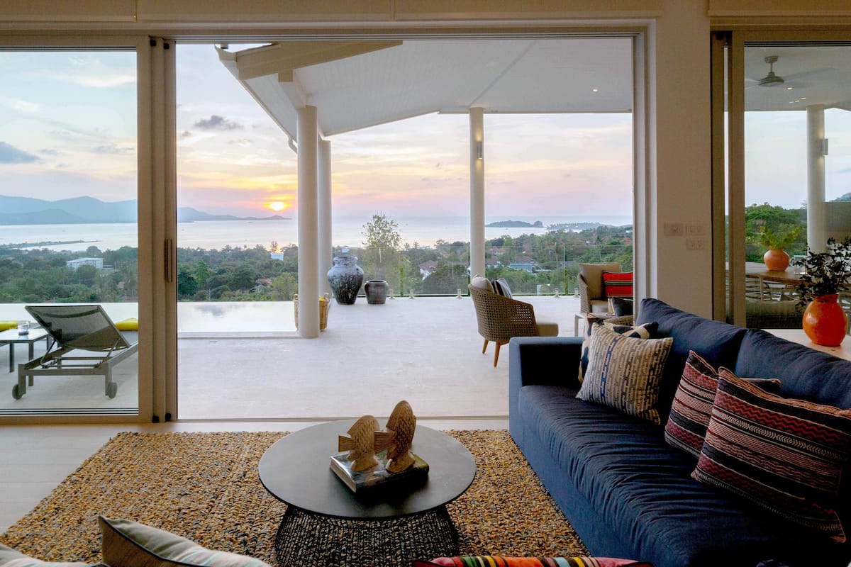 Luxury Villa, 4 Bedrooms, Private Pool, Ocean View | Living area | 100-cm Smart TV with satellite channels, TV, Netflix