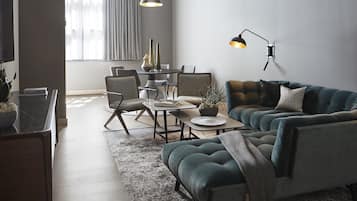 55-inch flat-screen TV with cable channels, TV, iPod dock