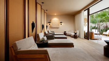 Salas para tratamentos a dois, sauna seca, sauna a vapor