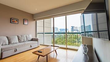 TV, books, stereo, offices