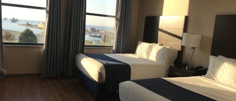 Premium bedding, down comforters, pillowtop beds, in-room safe