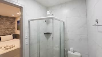 Basic Double Room | Bathroom | Shower, towels, toilet paper
