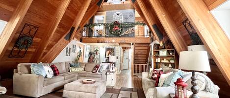 Smart TV, fireplace, DVD player, books