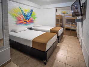 Blackout curtains, iron/ironing board, free WiFi, bed sheets