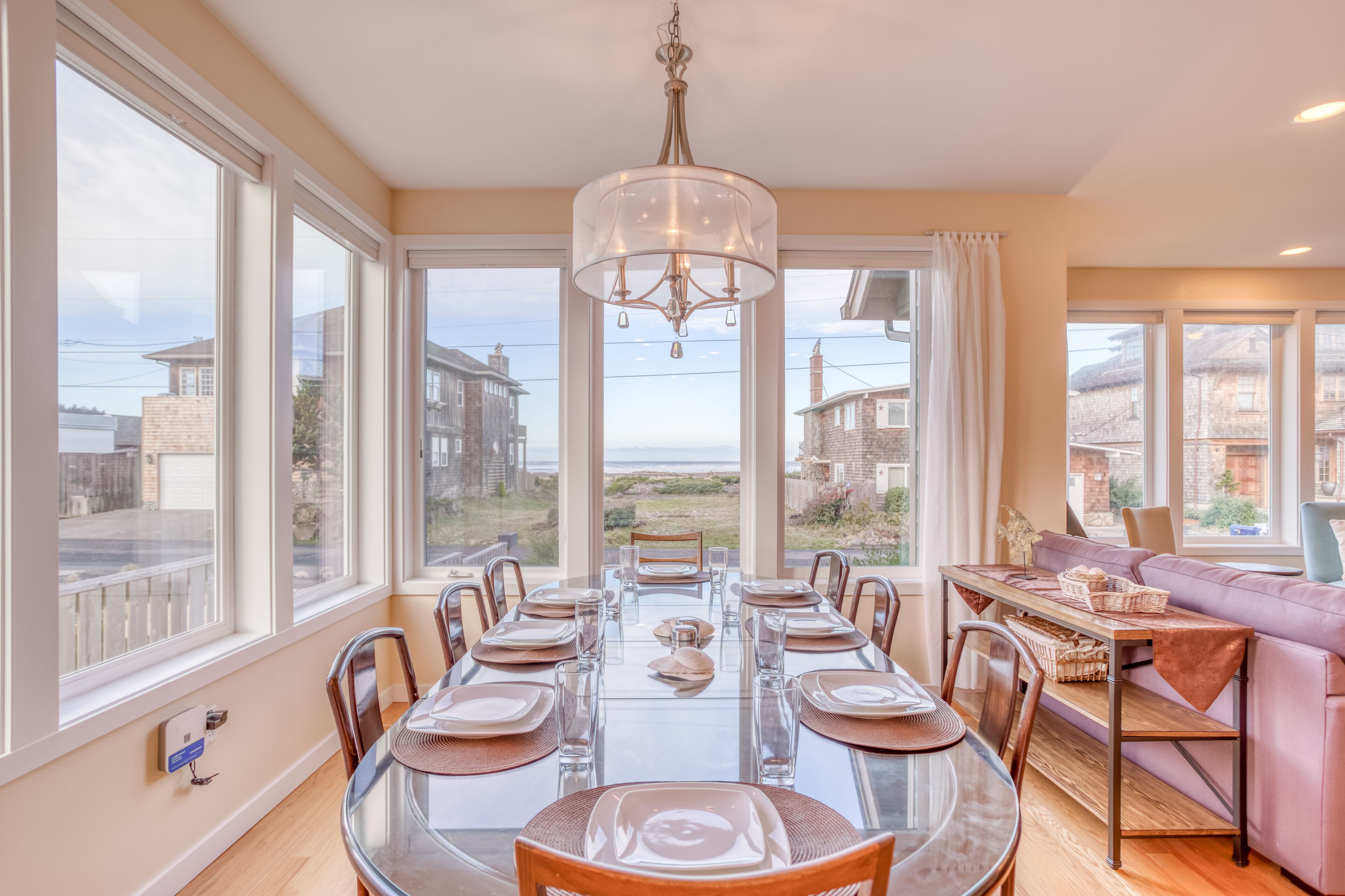 Four-Story Seaside Wonder has Gathering Spaces, Views, Close to Beach and Golf!
