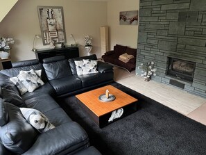 Smart TV, fireplace, DVD player