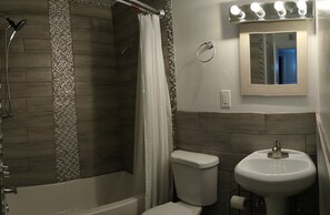 Combined shower/bathtub, hair dryer, towels, soap - Tempe Home with Heated Pool, Spa, Easy access to Spring Training & Everything! (Tempe)