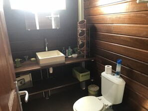 Douche, serviettes fournies, savon, papier de toilette