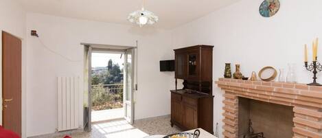 TV, fireplace