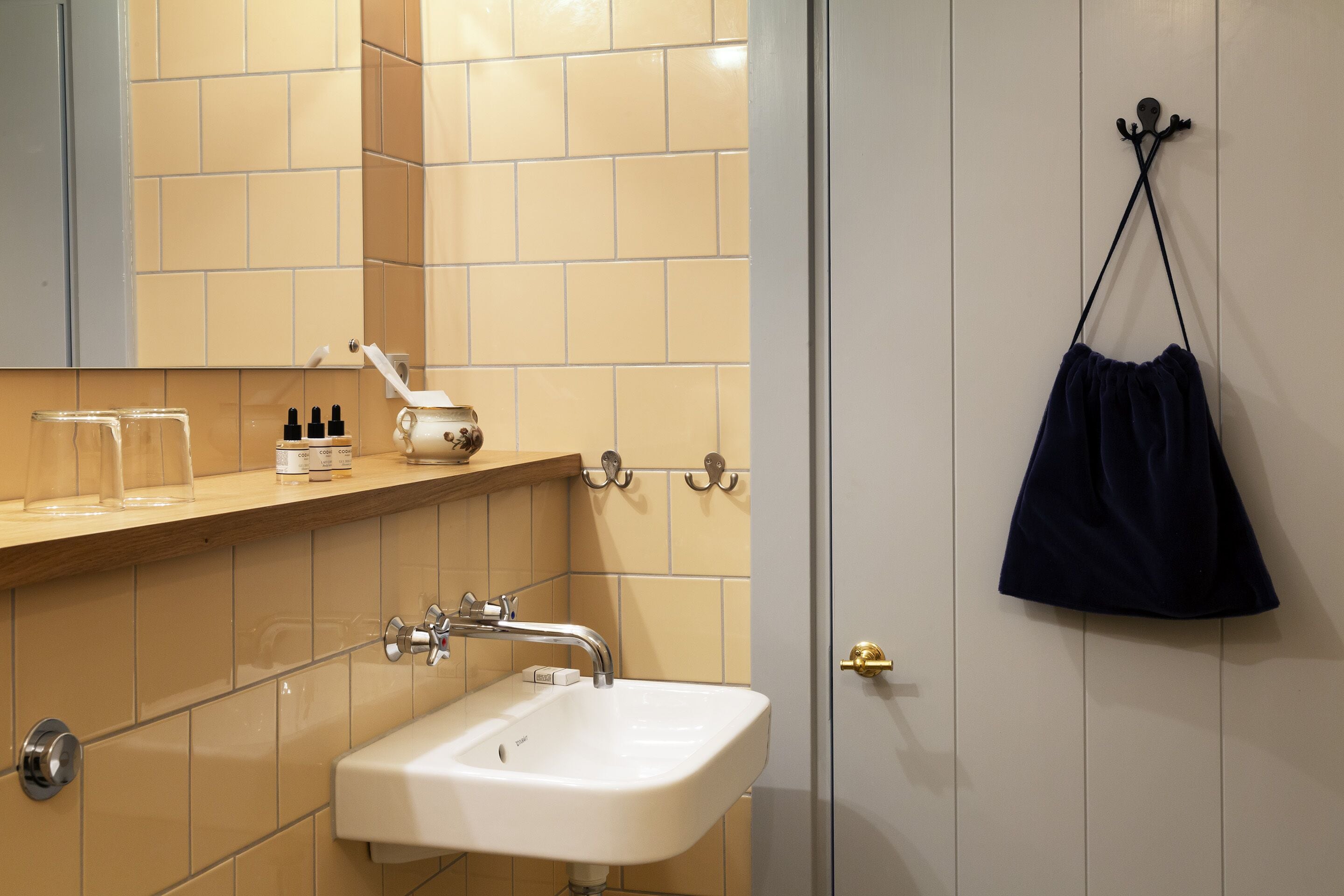 basement large room 1 double bed | bathroom sink