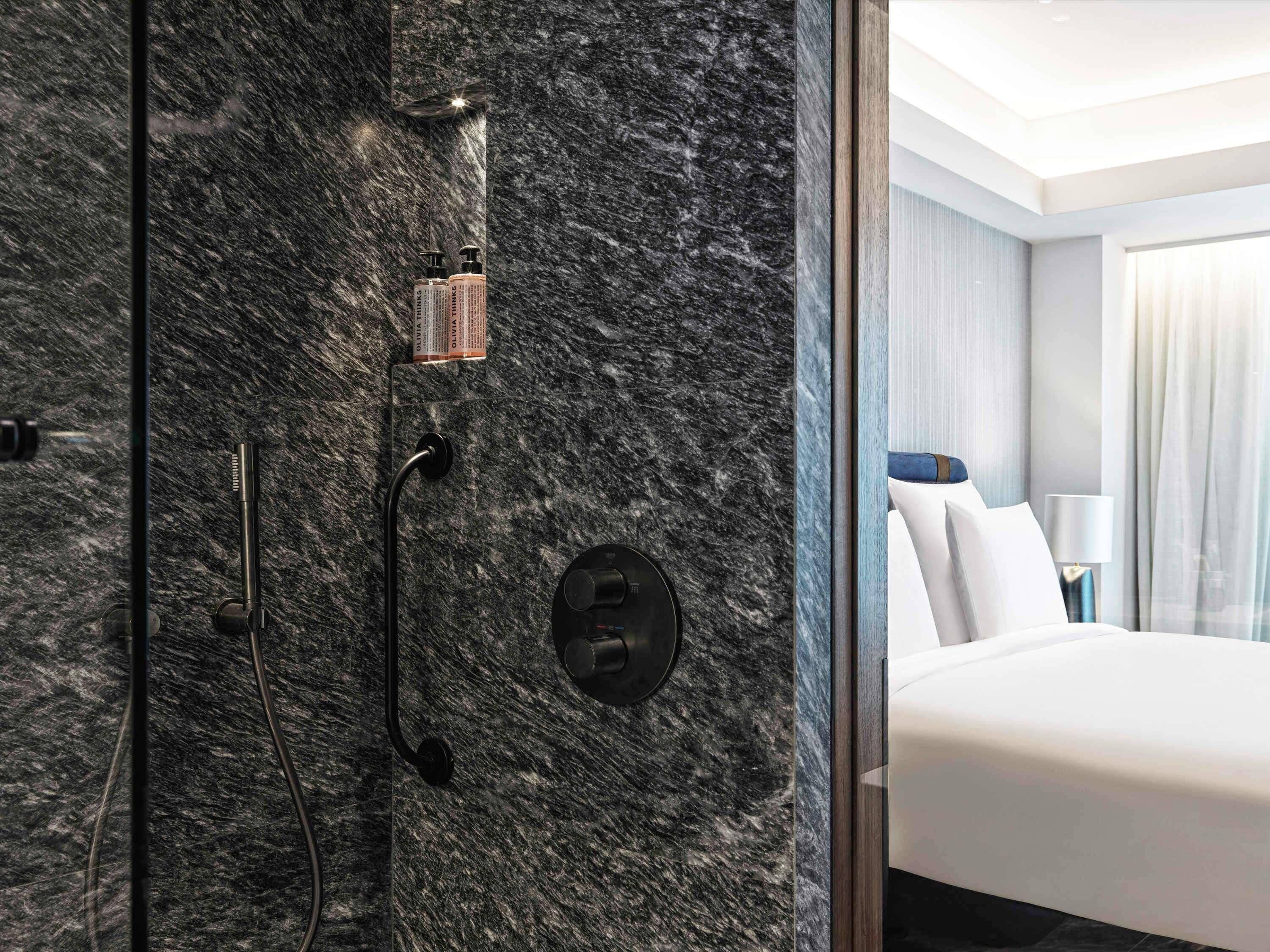 Premium bedding, down comforters, Select Comfort beds, minibar