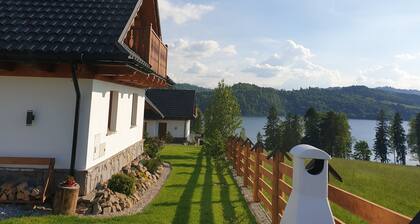Year-round highland houses in Pieniny on the shores of Lake Czorsztyn.