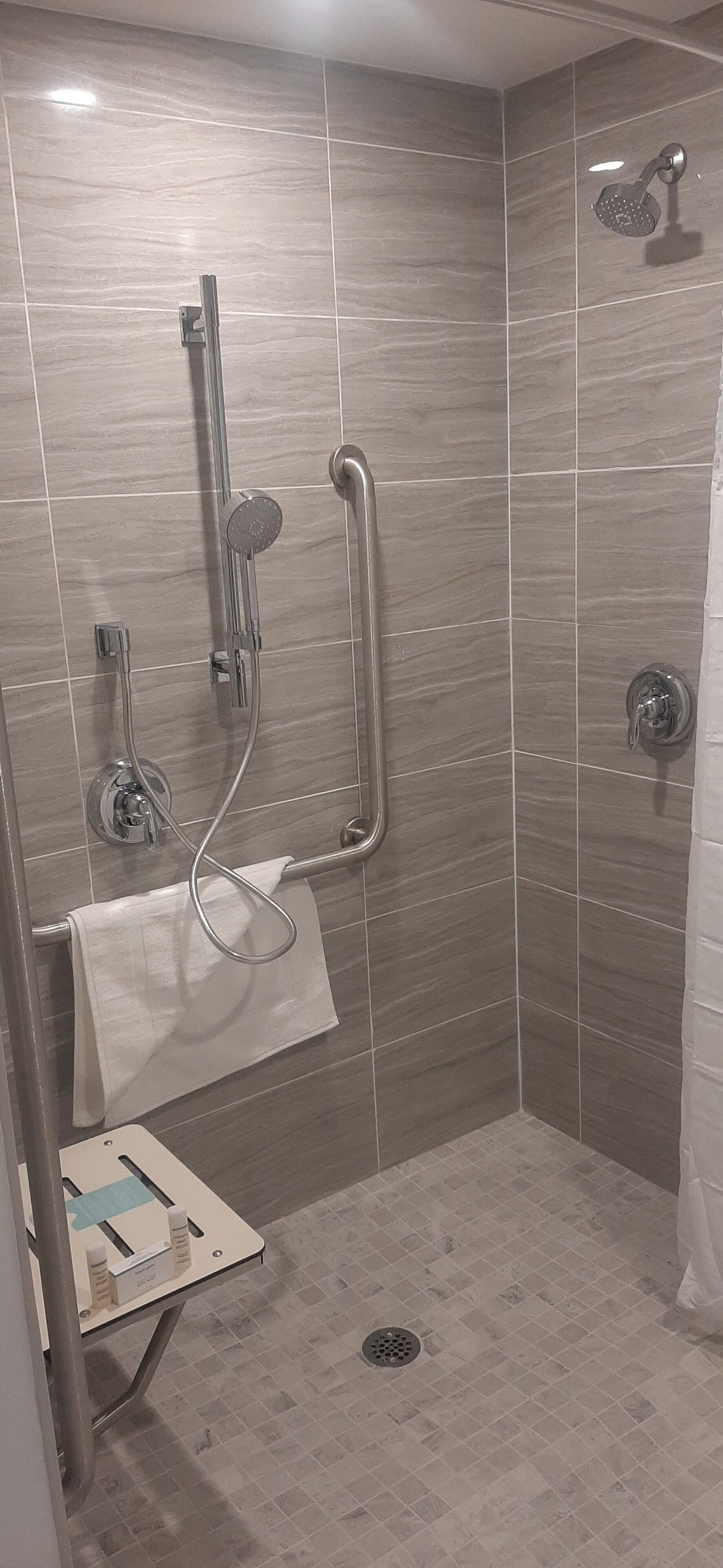 suite, 2 queen beds, accessible (roll-in shower, mobility & hearing) | bathroom | free toiletries, hair dryer, towels, soap