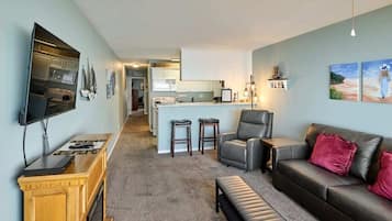 TV, fireplace, offices