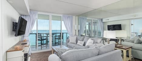 Premium Condo, Balcony, Bay View | Living area | 32-inch LCD TV with cable channels, DVD player
