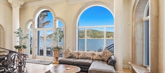 Gilner Point Lakefront: Over 5,700 Square Feet of Lakeside Luxury! Hot Tub! Game Room! Beach! Ornate Iron and Marble Accents!