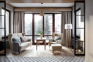Deluxe Double Room, Balcony, Mountain View | Minibar, in-room safe, desk, laptop workspace