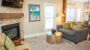 TV, fireplace, DVD player, stereo