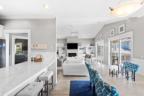 Smart TV, fireplace, DVD player
