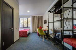 In-room safe, desk, laptop workspace, blackout curtains