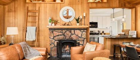 TV, fireplace, video games, DVD player