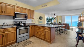 Fridge, microwave, oven, stovetop - Private Beach Access with Pool, Free Beach Chairs & Attraction Tickets! (Santa Rosa Beach)