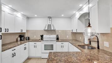 Fridge, microwave, stovetop, dishwasher