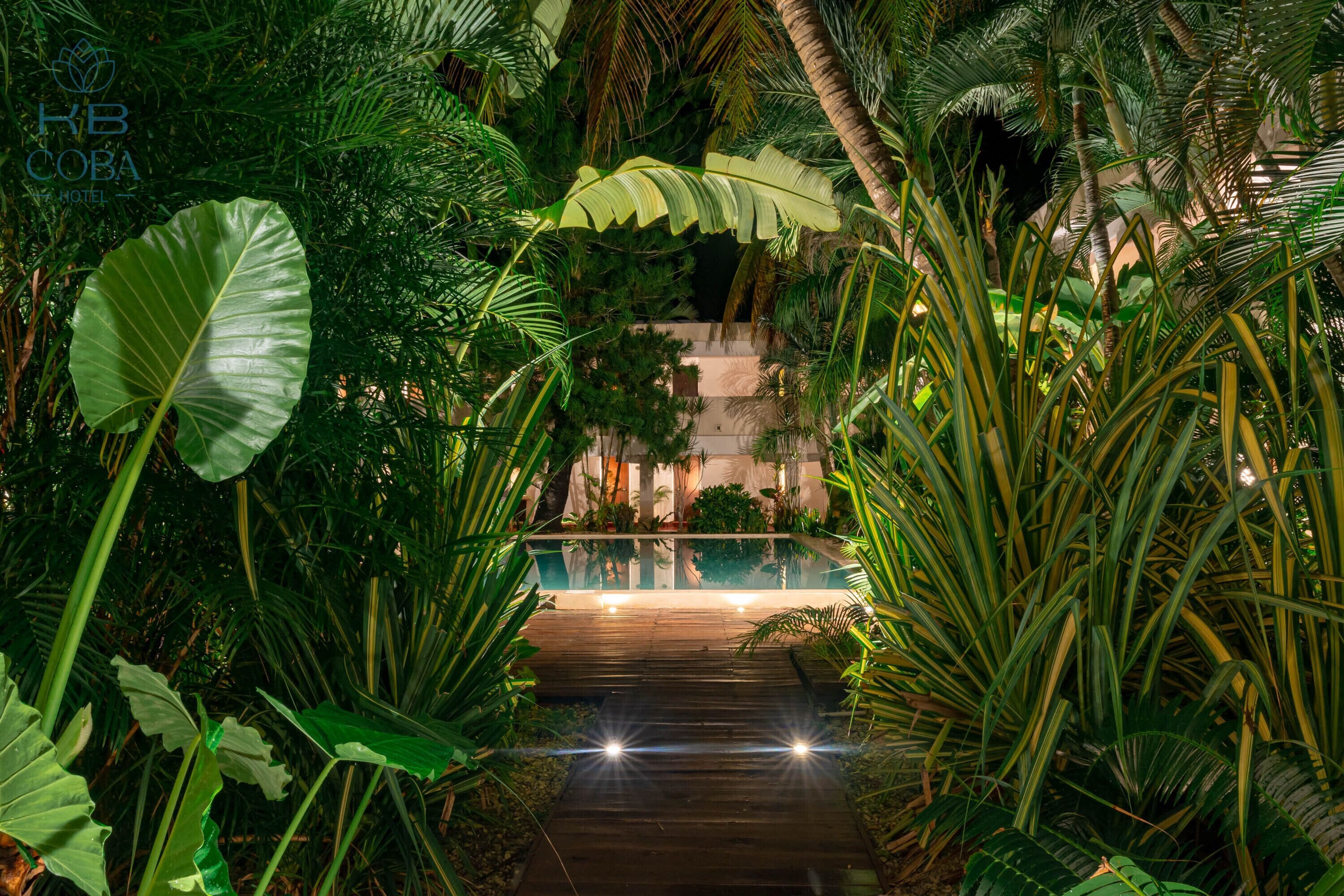 Een buitenzwembad en ligstoelen