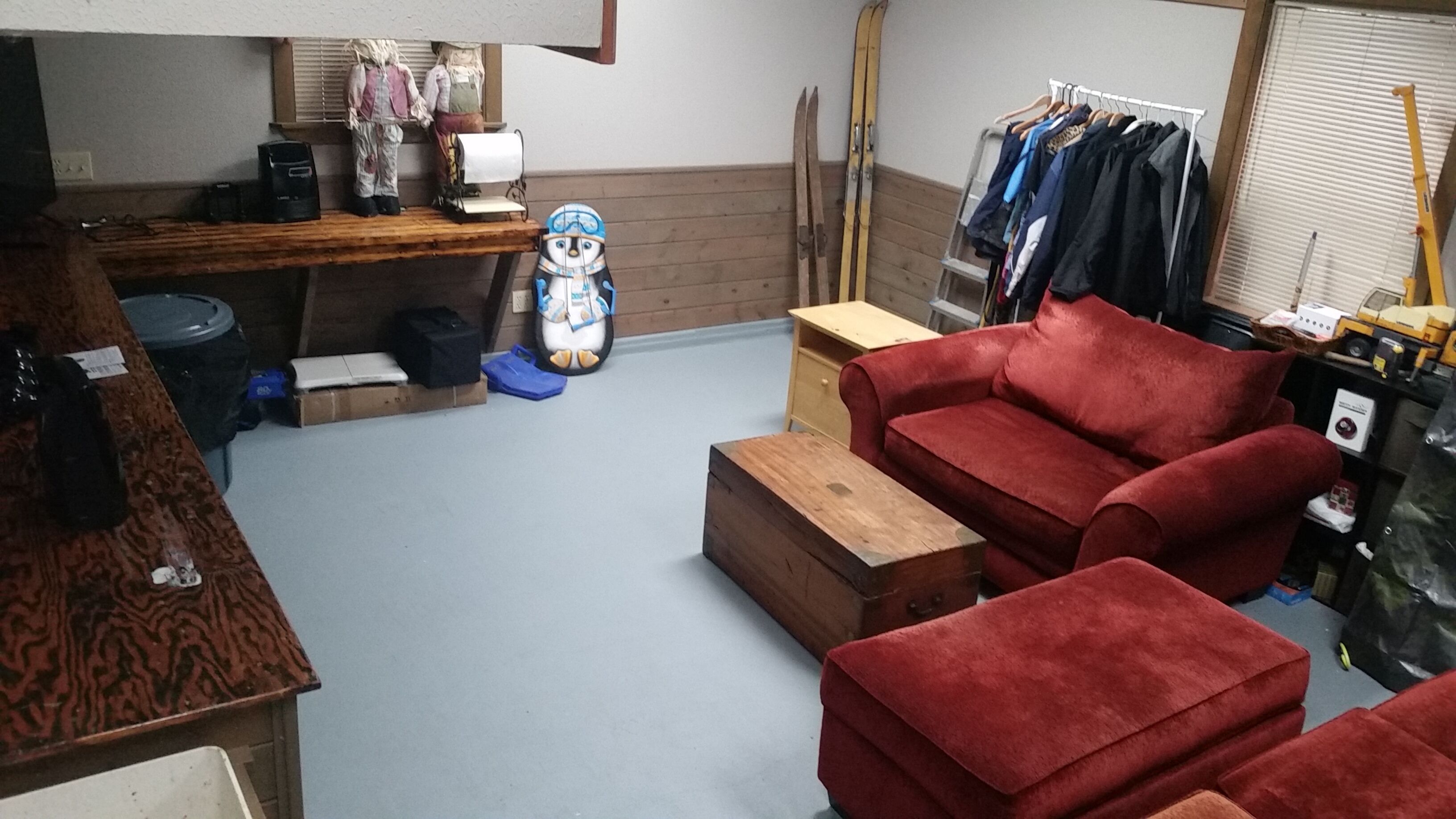 Garage which was turned into an entertainment area