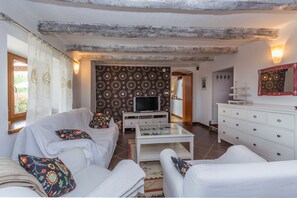 TV, fireplace, music library, stereo