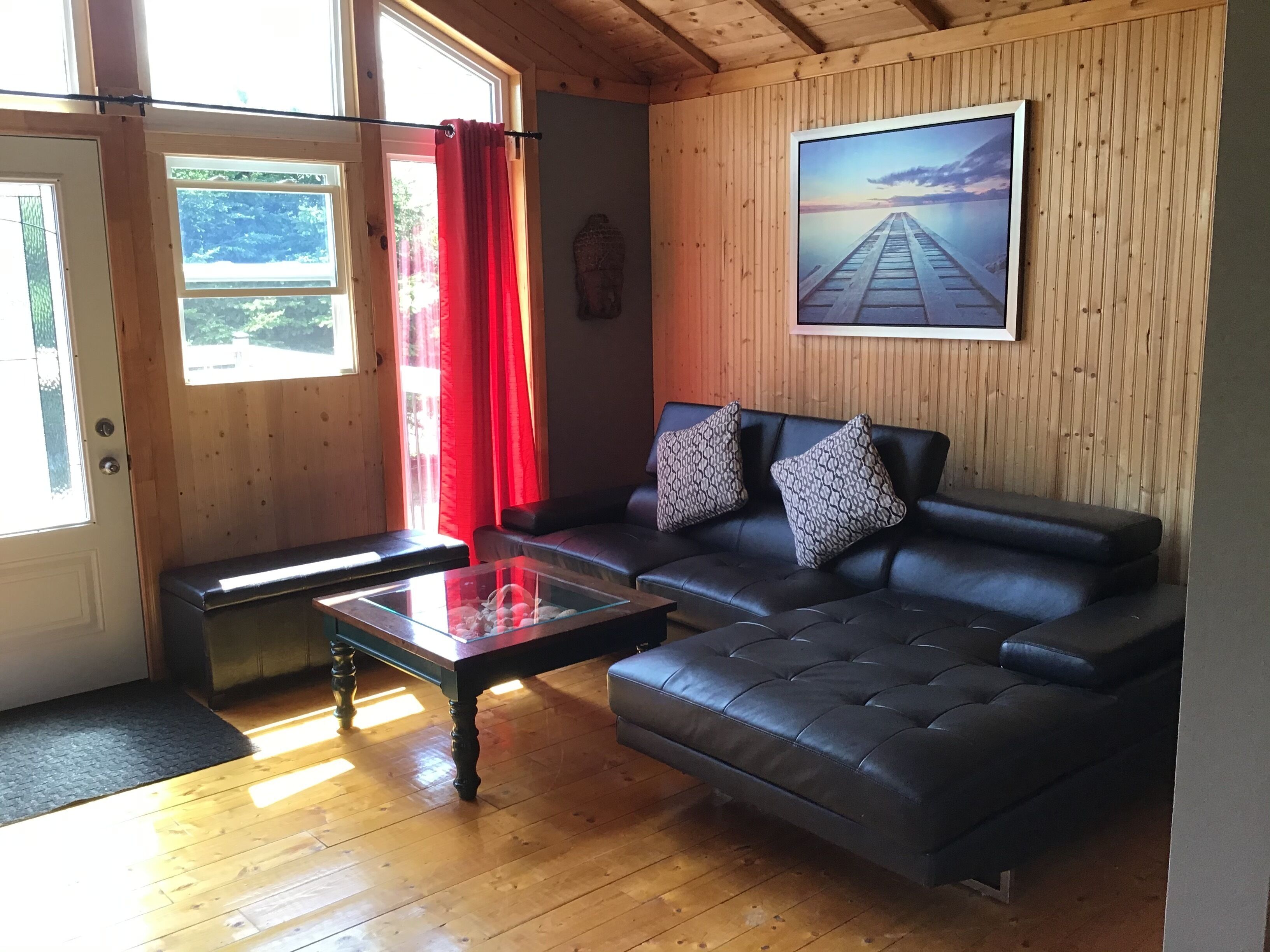 TV, DVD player, books, video library