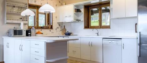Fridge, microwave, oven, dishwasher