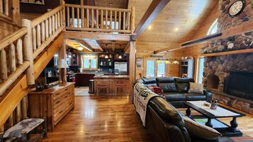 Smart TV, fireplace, video games, DVD player