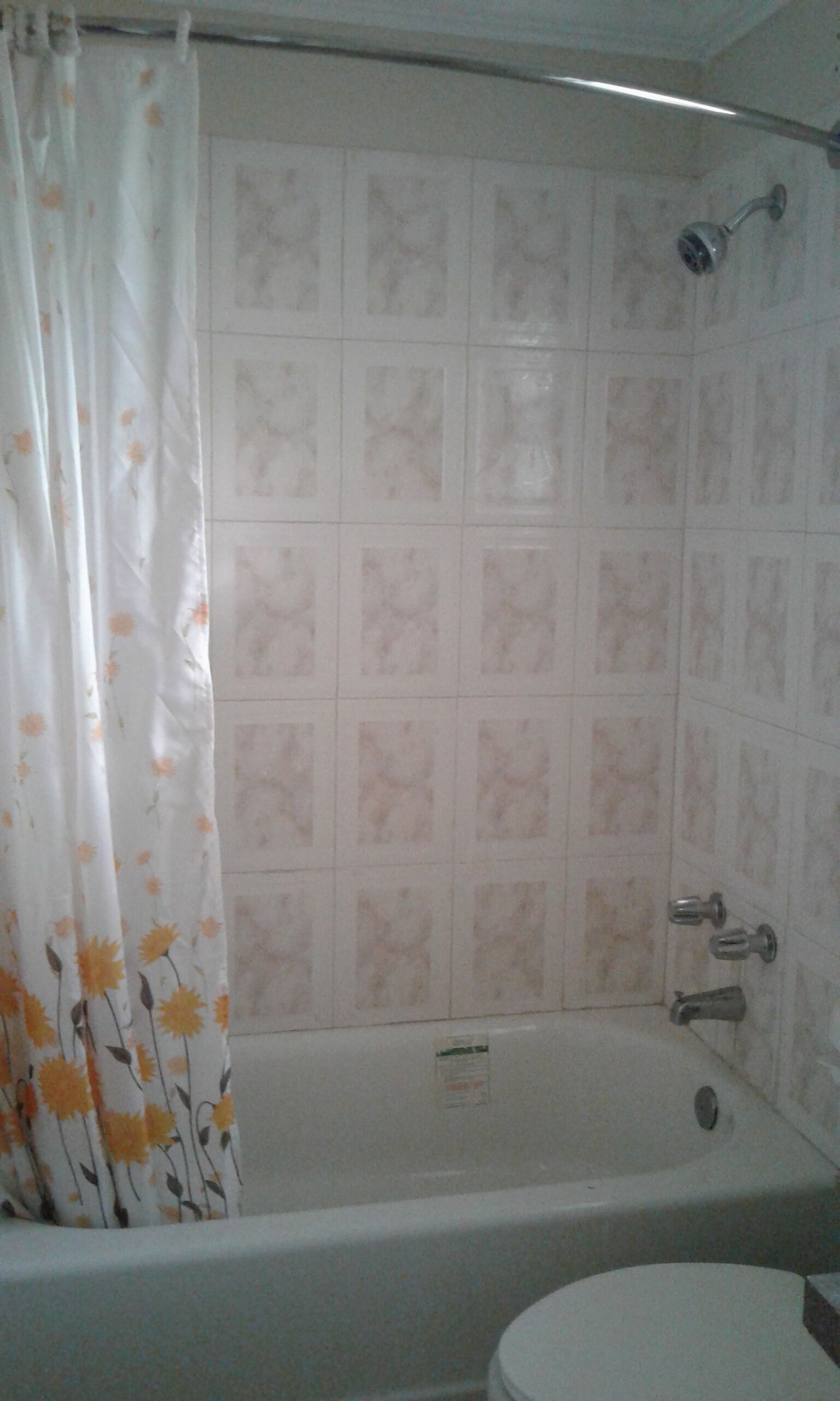Ensemble douche/baignoire, serviettes fournies, savon, papier toilette