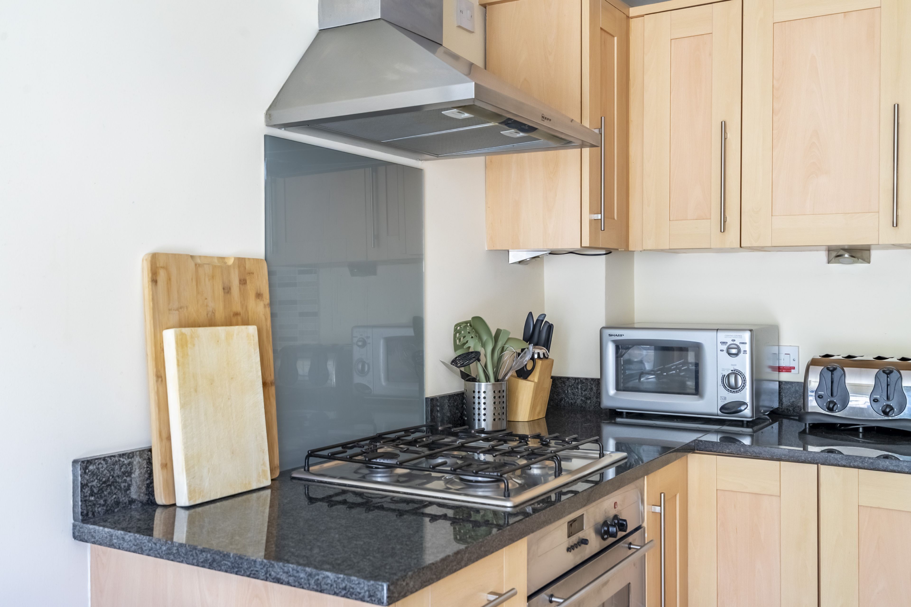Microwave, oven, stovetop, dishwasher