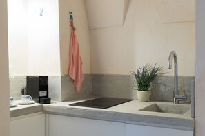 Fridge, microwave, dishwasher, coffee/tea maker