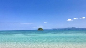 On the beach, white sand