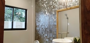 Panoramic Room | Bathroom | Shower, free toiletries, towels, soap