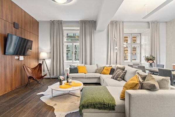 Comfort Apartment | Living area | 42-inch Smart TV with cable channels, TV, toys - Charm APTs in Prague by Michal&Friends (Prague)