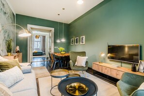 Comfort Apartment | Living area | 42-inch Smart TV with cable channels, TV, toys - Charm APTs in Prague by Michal&Friends (Prague)